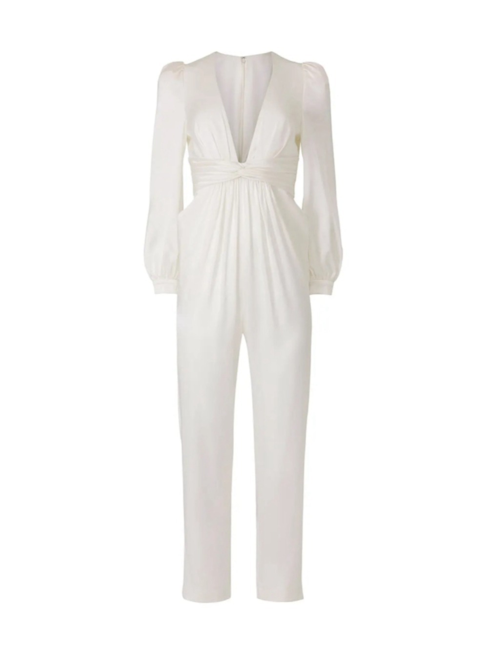 Mac Duggal White Satin Jumpsuit Sz 0 - Picture 5 of 9